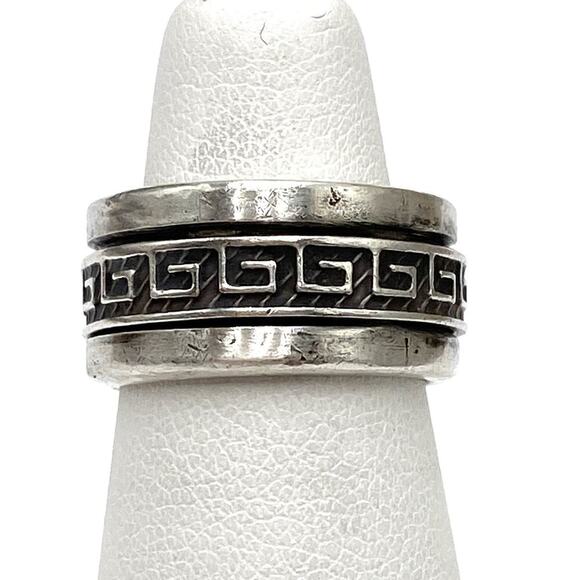 925 Sterling Silver Ring Spinner Greek Key Design Women’s 5.5 Artisan 9.08g - Picture 10 of 13